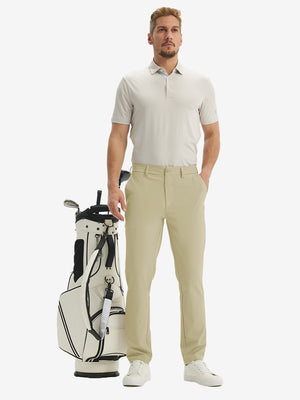Pantalones de Golf Repelentes al Agua de Corte Clásico con Pliegue Frontal