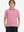 Front half-body shot of youth in rose stripe performance cooling polo, highlighting design and fit