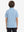 Back upper body view of youth performance golf polos, showing shape and smooth blue/cobalt stripe finish