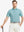 Model in TURQUOISE/NAVY STRIPE Polo holding golf club — sharp and confident
