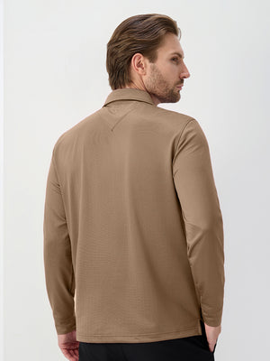 Moisture Wicking Long Sleeve Herringbone Polo Shirts
