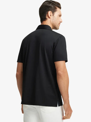 Back half-body view of BLACK1 Chest Print Polo Shirts