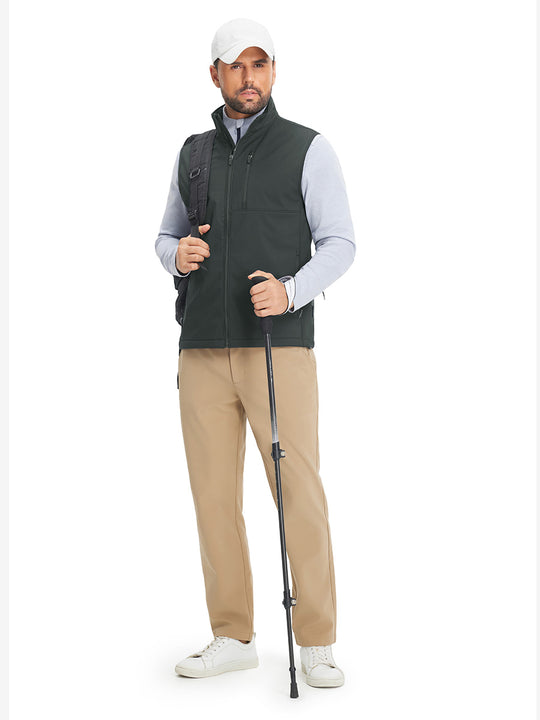 Sleeveless Softshell Fleece Outdoor Vests with 6 Pockets