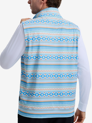 Full Print Quarter Zip Sleeveless Vest Pullover