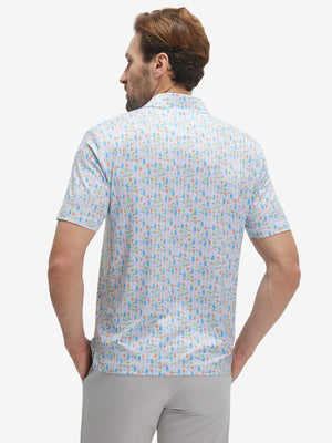 4 Way Stretch Print Collared Polo Shirts
