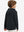 Back upper view of youth long sleeve hoodied with kangaroo pocket in black, showing fit and shoulders.
