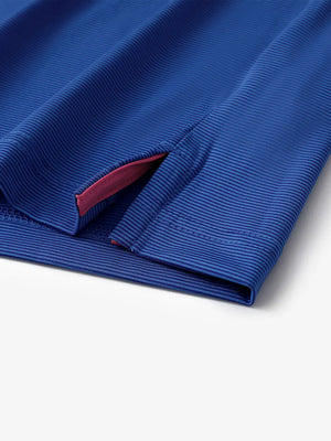 Hem slit detail of COBALT STRIPE Pinstripe Jersey Performance Polo								
