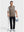 Front full body shot of model wearing brown melange  lightweight sleeveless quarter zip golf vest, holding a golf club in one hand and carrying a basket of golf balls in the other hand