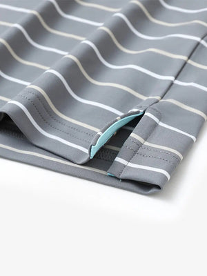 Side slit hem detail on NEUTRAL STRIPE Stylish Performance Golf Polo — clean and functional finish