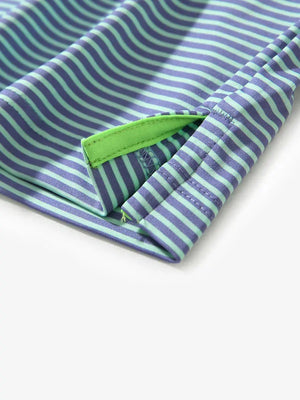 Hem slit detail – Green Ash Stripe Performance Cooling Polo for youth
