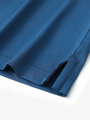 Close-up of side slit detail on COBALT BLUE1 Chest Print Polo Shirts
