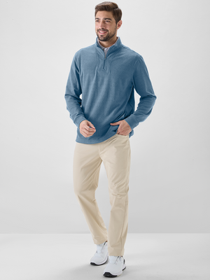 Heather Brushed Rib Knit Quarter Zip with 2 Pockets