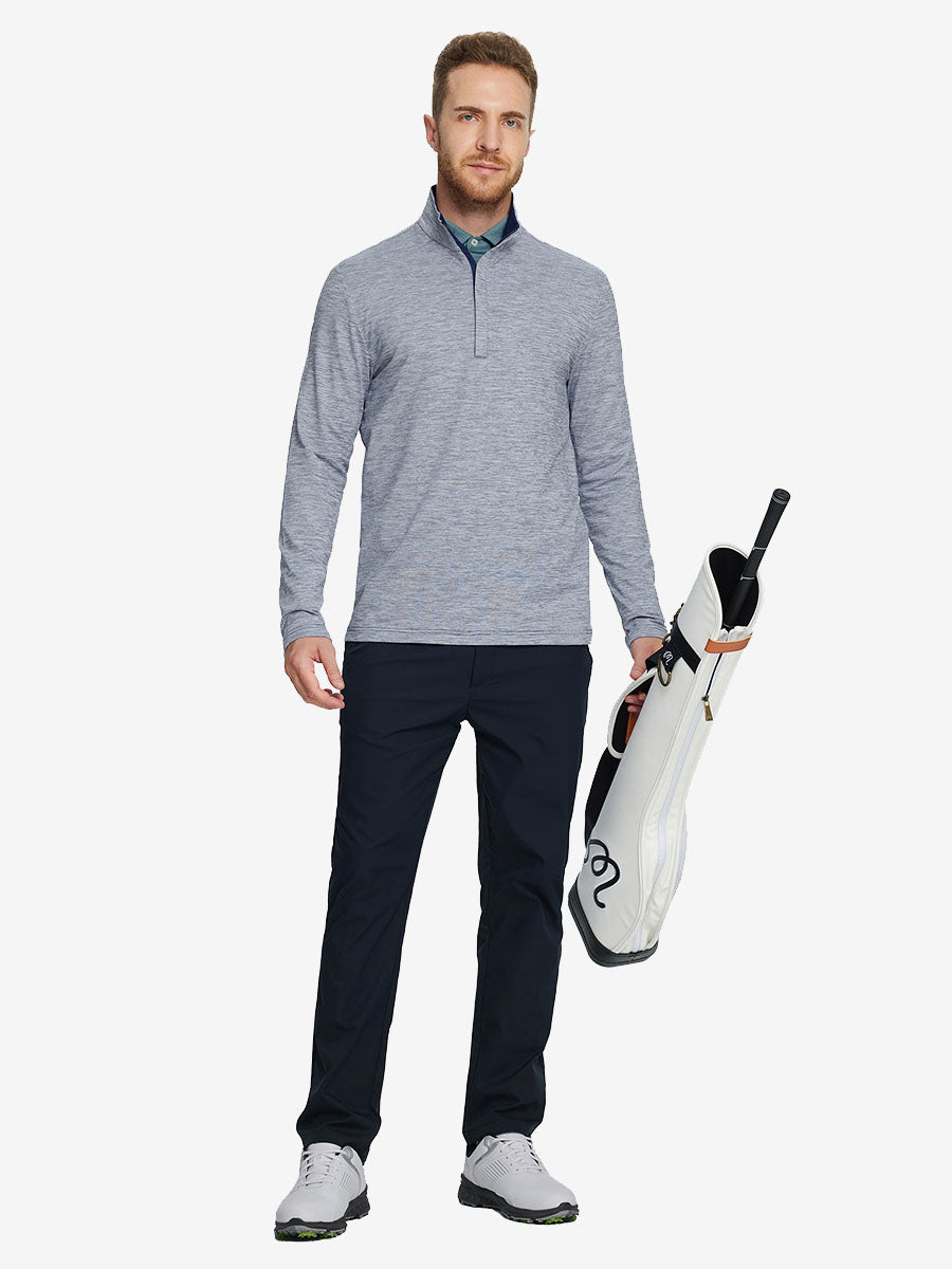 Heather Pinstripe Brushed Dry Fit Quarter Zip Pullover