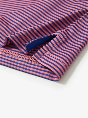 Hem slit detail – Pink Blue Stripe Performance Cooling Polo for youth