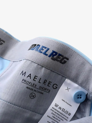 Interior waistband with MAELREG label and sizing – Light Blue shorts, 9 Inch
