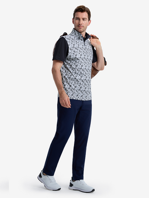 Full Print Quarter Zip Sleeveless Vest Pullover