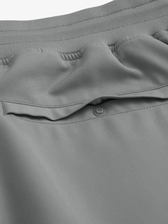 NEUTRAL GREY 7 Inch Performance Active Shorts back single zip pocket detail