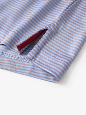 Hem slit detail – BluishYellow Stripe Performance Cooling Polo for youth