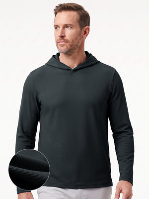 Vertical Stripes Ribbed Knit Hoodies Sweatshirt