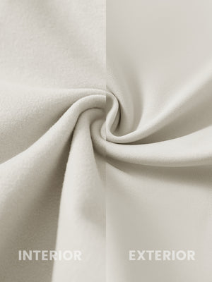 Close-up of the inner and outer fabric of women's stretch fleece lined water resistant joggers in oyster gray, showing fleece lining and exterior.