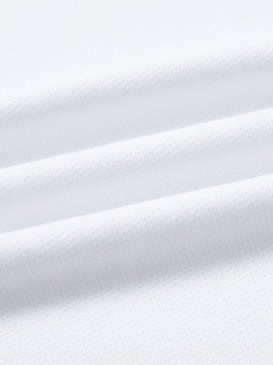 Fabric detail of Premium jacquard quarter zip pullover with textured weave in white