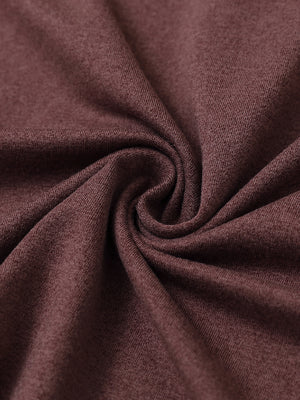 Close-up fabric view of athletic lightweight golf hoodies, breathable knit and smooth hand feel in brick heather