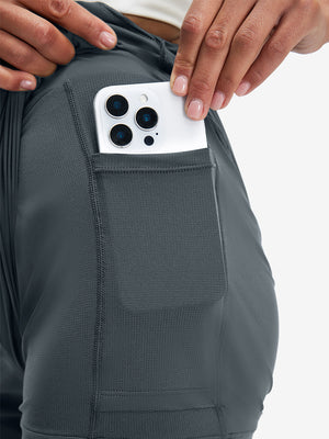 Pantalones cortos de secado rápido 2 en 1 de talle alto para mujer con 7 bolsillos