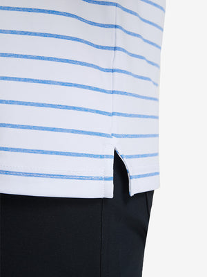 Non-Curl Ribbed Collar Striped Polo Shirts
