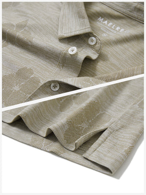 Breathable Jacquard Pattern 3-Button Golf Polo