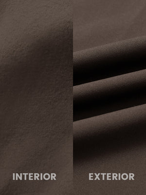 Close-up of inside and outside fabric of water-resistant fleece golf vest in coffee brown, highlighting material texture and durability for optimal performance.