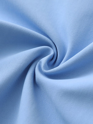 Texture close-up of Stretch plain everyday pants showing flexible fabric in light blue