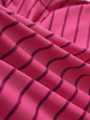 Non-Curl Ribbed Collar Striped Polo Shirts