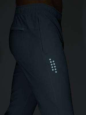 Misty blue superion softness mesh joggers with zipper pockets glowing in the dark