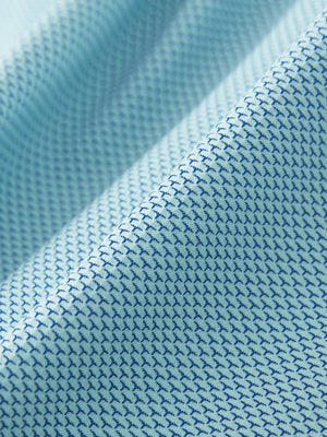 Close-up of the textured jacquard fabric on the aqua feather weight jacquard polo shirts
