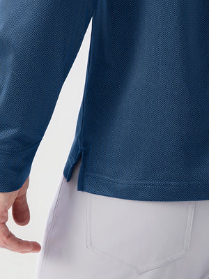 Moisture Wicking Long Sleeve Herringbone Polo Shirts