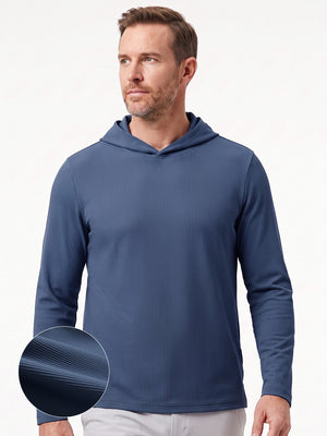 Vertical Stripes Ribbed Knit Hoodies Sweatshirt