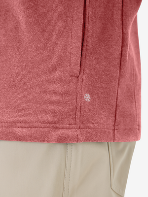 Heather Brushed Rib Knit Quarter Zip with 2 Pockets