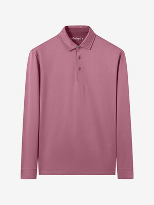 Moisture Wicking Long Sleeve Herringbone Polo Shirts