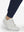 Detail view of hem on navy flat front golf joggers pants with belt loops