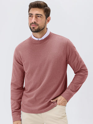 Heather Brushed Rib Knit Crewneck Sweatshirt
