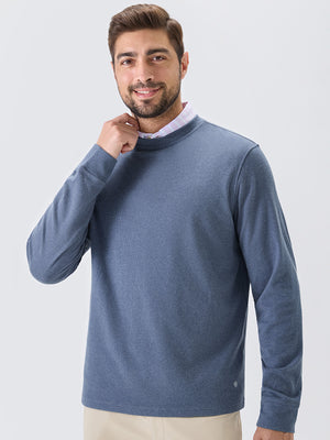 Heather Brushed Rib Knit Crewneck Sweatshirt
