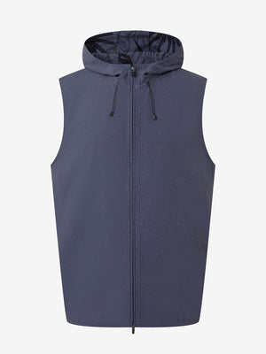Water Resistant Sleeveless Hooded Jacket With Pockets