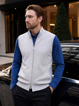 Luxury Wool Blend Full Zip Sweater Vests
