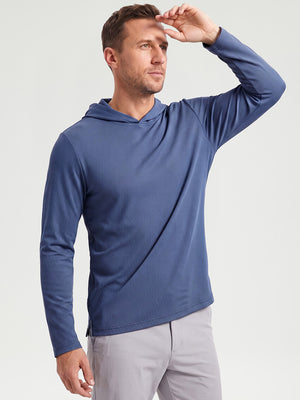 Vertical Stripes Ribbed Knit Hoodies Sweatshirt