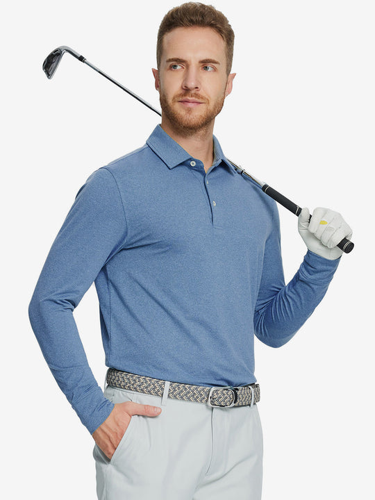 Skin-friendly Long Sleeve Melange Polo
