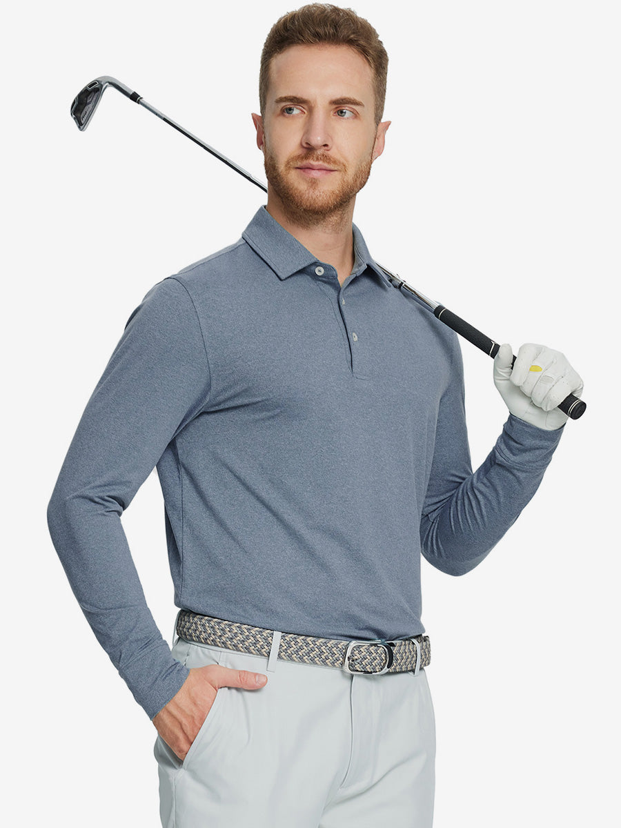 Skin-friendly Long Sleeve Melange Polo