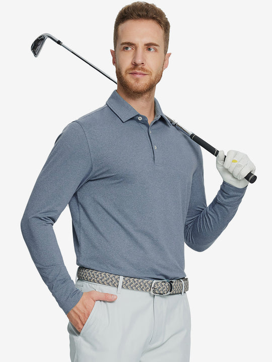 Skin-friendly Long Sleeve Melange Polo