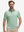 Front half-body of model in green abstract lines lightweight stretch upgraded print golf polo shirts