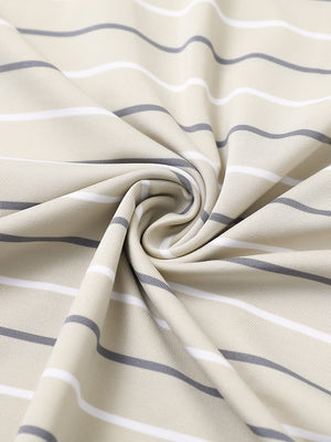 Fabric detail of kids stylish stripe polo shirts, soft striped weave with light khaki stripe accent